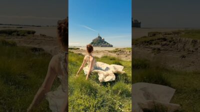 The place that inspired the kingdom in Tangled ☀️💜 Mont Saint-Michel in France! #travel #disney