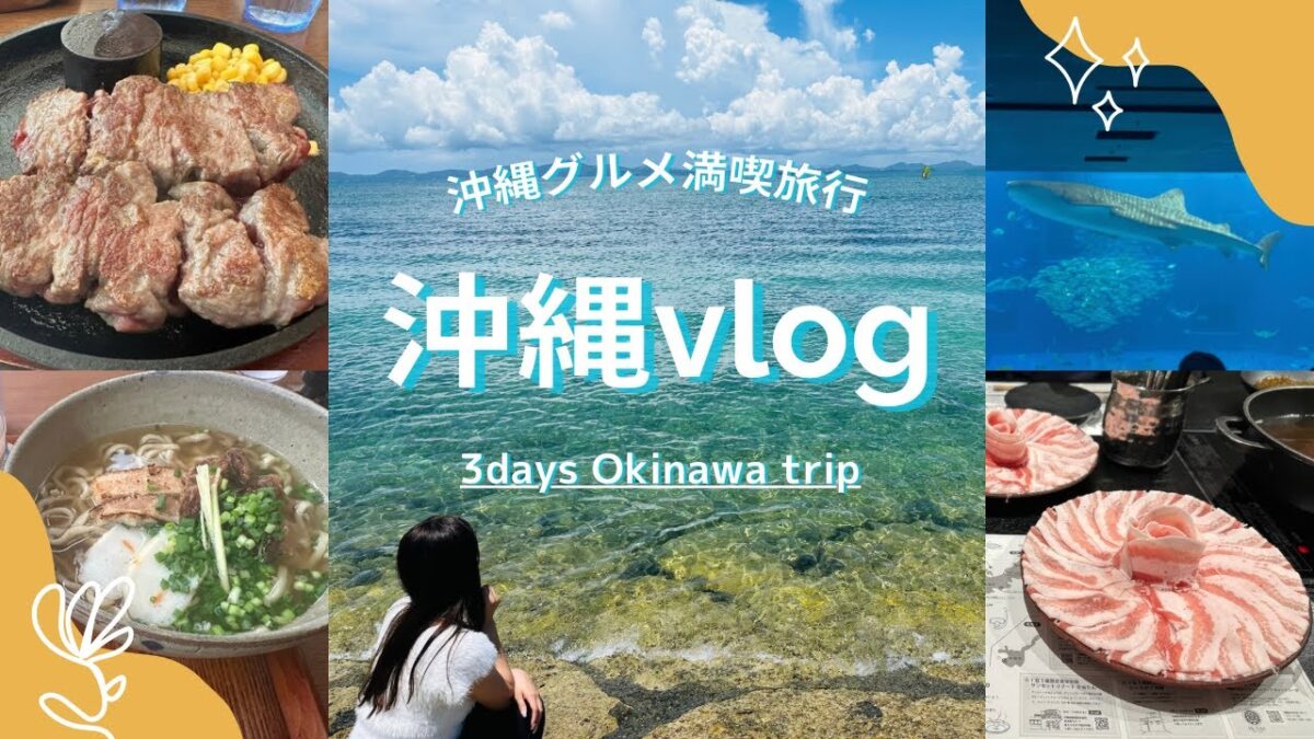 【沖縄vlog】2泊3日の沖縄旅行🌺　【4K】沖縄絶品グルメ、満喫モデルコース｜美ら海水族館•古宇利島•国際通り•アメリカンビレッジ